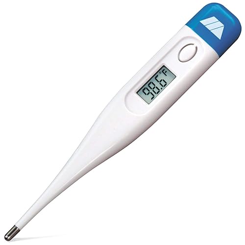 Mabis - Termómetro digital oral con punta flexible, medición de temperatura con precisión clínica en 60 segundos, 15-691-000, 60 segundos., Azul, 1