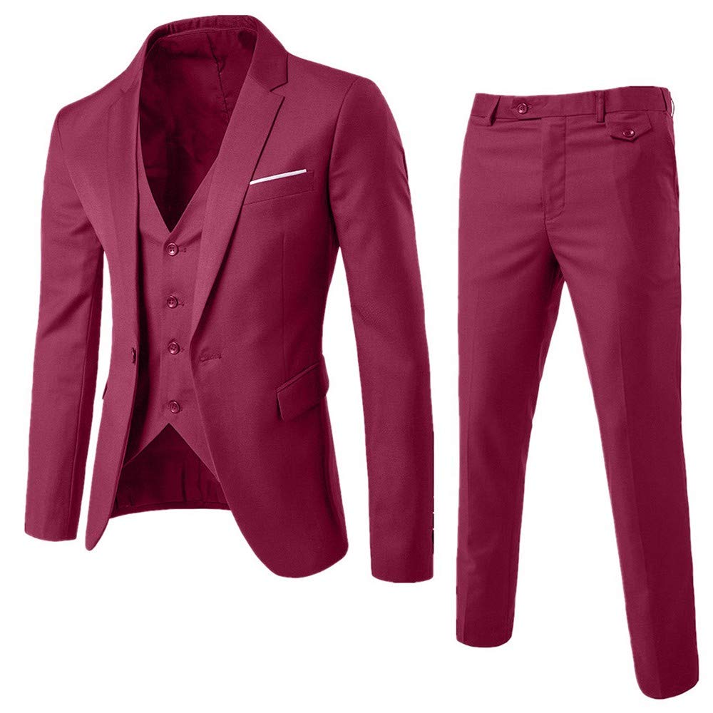 Costume 3 Pièces Homme - Coupé Adjusté - 2 Boutons - Pour Mariage, Cérémonie & Événements Formels - Veste, Pantalon, Gilet