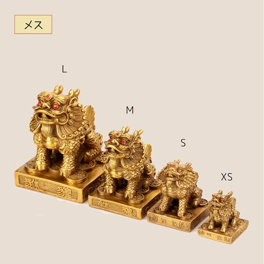 Amazon.co.jp: 貔貅 ヒキュウ 雄雌セット 一対 銅製 風水グッズ