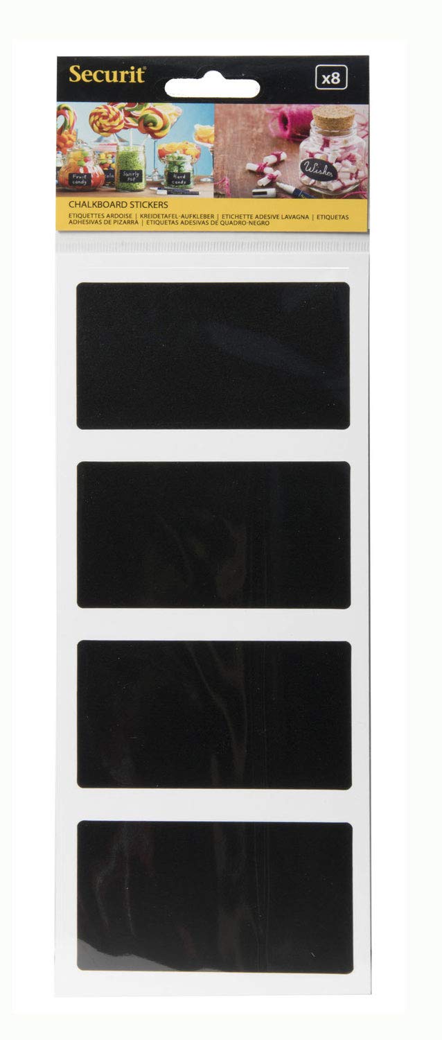 Securit Rectangle Chalkboard Sticker, 8.5 x 5 cm, Black, 8 pc