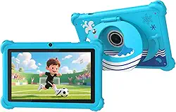 Tablet infantil de 7 polegadas Android 12.0 edição infantil, tela IPS, 4 GB de RAM, 32 GB de ROM, Bluetooth, controle dos pais, câmera dupla, capa fina para jogos educativos.
