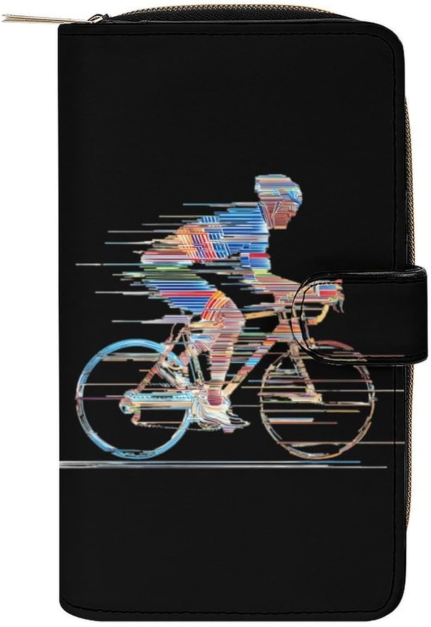 Racer Bike Pop Art Women's Long Wallets Leather Purse Fold Clutch Credit Card Holder