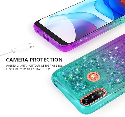 Miniatura 10 de SOGA Funda para teléfono móvil con diamantes de imitación líquidos, diseño de arena movediza para Motorola Moto E7 PowerMoto E7i Power con anillo