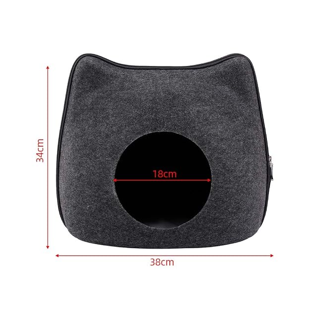 Foto 6 de 6 de Monba Cama de fieltro para gatos y gatos con diseño de iglú para gatos grandes o perros pequeños