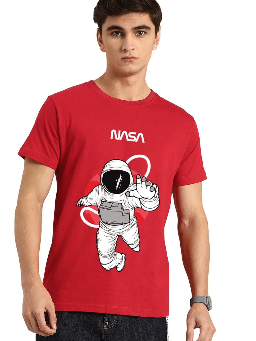 Bewakoof X NASA Men's Cotton Printed Regular Fit Half Sleeve Round Neck T-Shirt | Tshirt for Man | Tshirt for Men Cotton | Tshirts for Men Stylish | Casual Wear | Street Wear