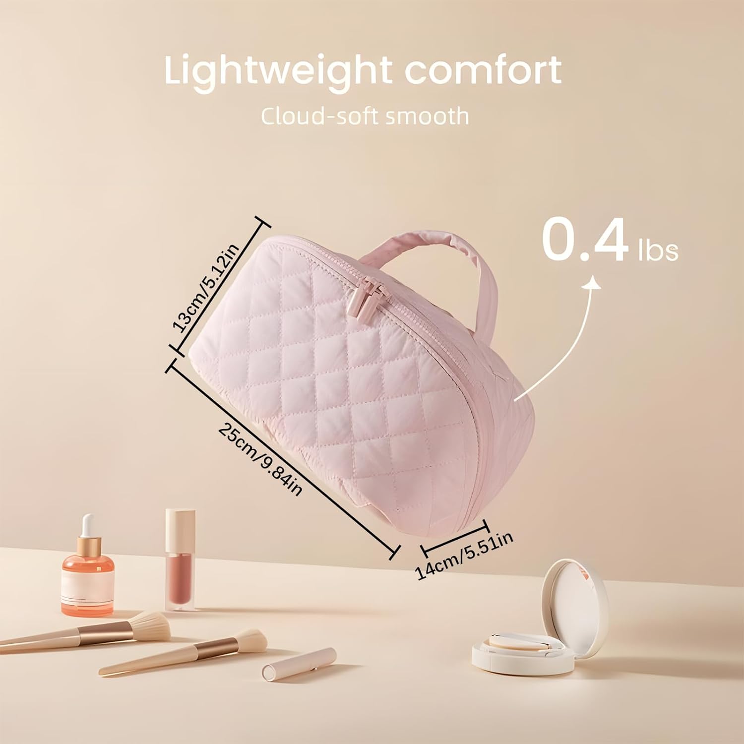 Amposei Makeup Bag Travel Toiletry Bag,Travel Makeup Bag for Women, Puffer Waterproof Cosmetic Organizer, Large Capacity Pouch Open Flat Small Toiletry Bag with Brush Compartment & Handle (Green) - Image 3