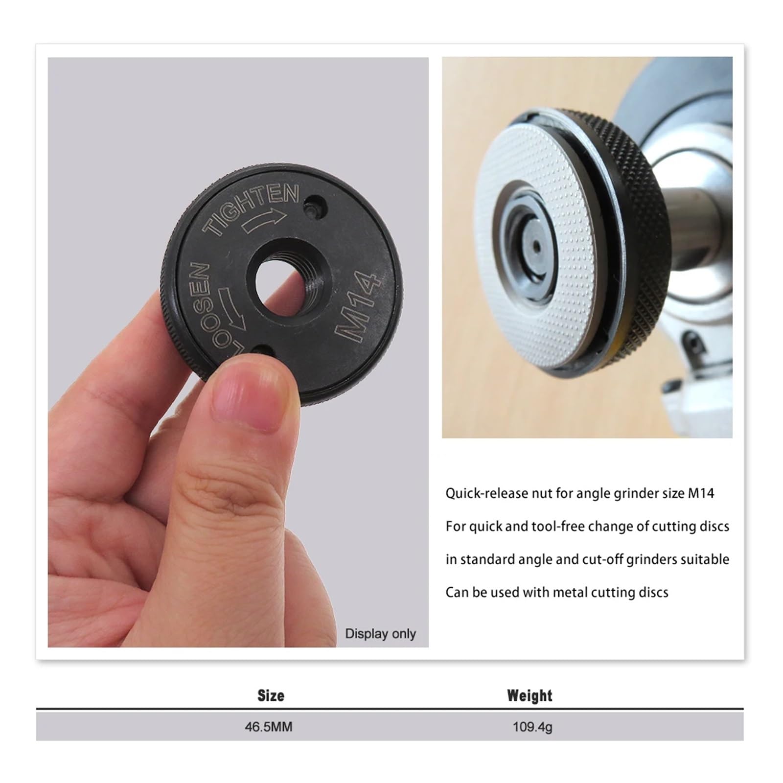 Dado a sgancio rapido per smerigliatrice angolare Dado di bloccaggio for smerigliatrice angolare M14, flangia di serraggio for fissaggio dischi da taglio, dischi abrasivi a tazza(3 Pcs)