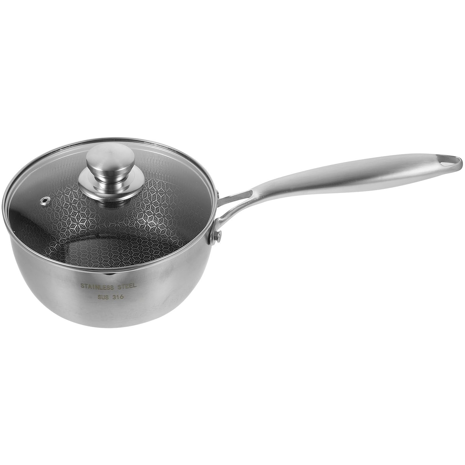 Cacerola de acero inoxidable 304 con tapa y mango resistente al calor para cocina