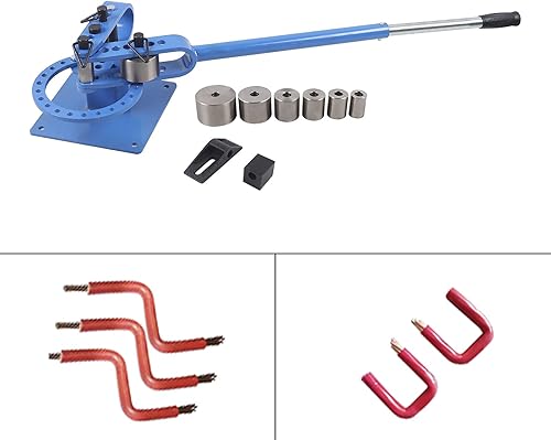 Miniatura 6 de Dobladora manual de tubos con 7 troqueles de 1 a 3 pulgadas, herramienta de doblado de metal resistente para tubos de acero y cobre, capacidad de