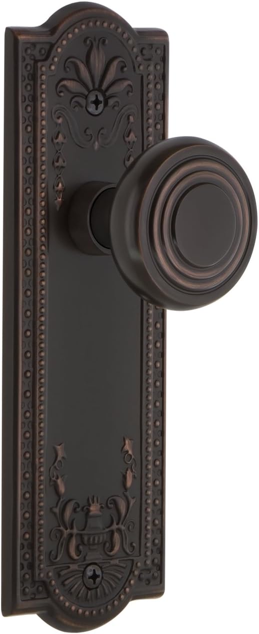 Nostalgic Warehouse Meadows Plate Passage Deco Door Knob in Timeless Bronze