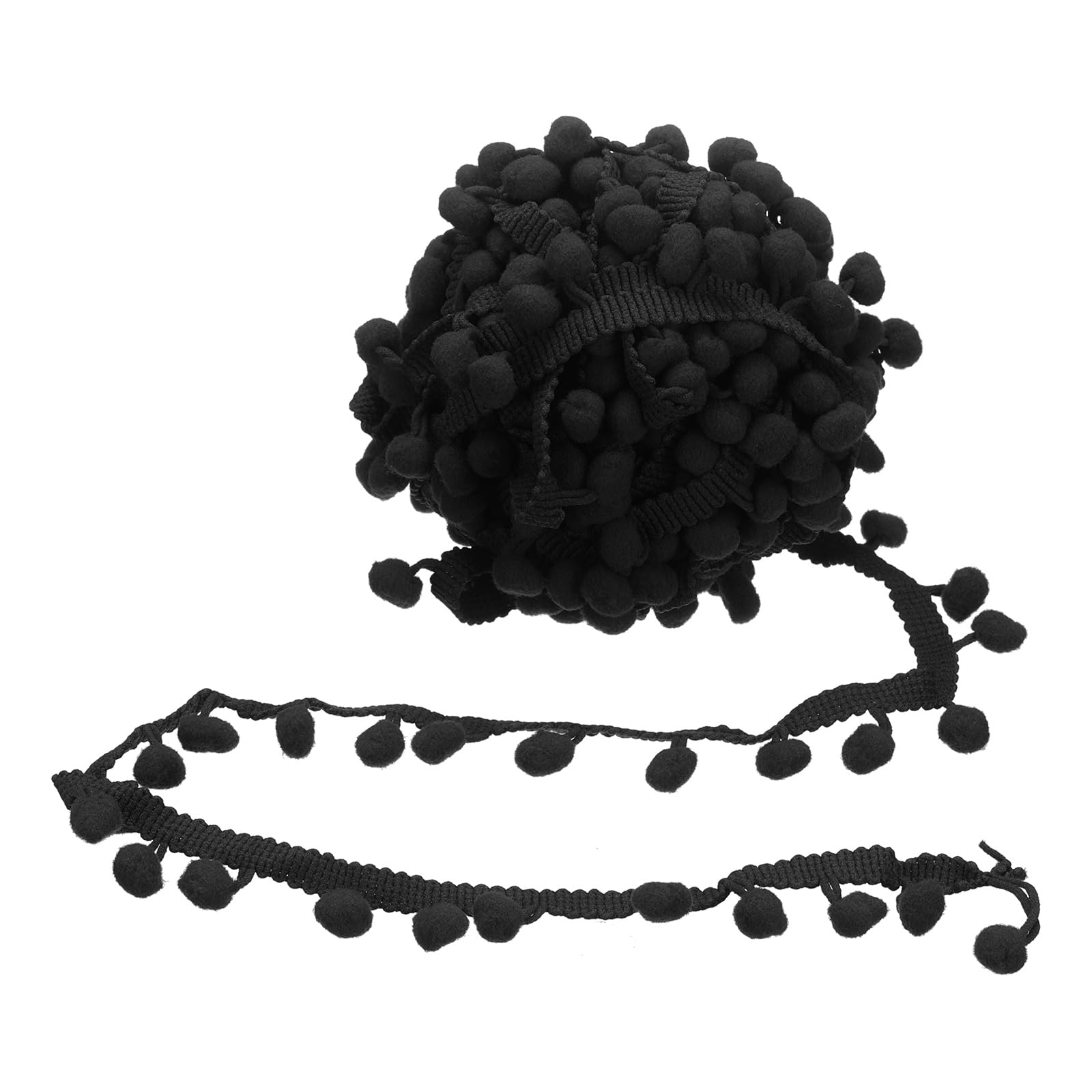 sourcing map 6 Yards Pom Poms Trim 0.47" Wide Pompoms Balls(Black)