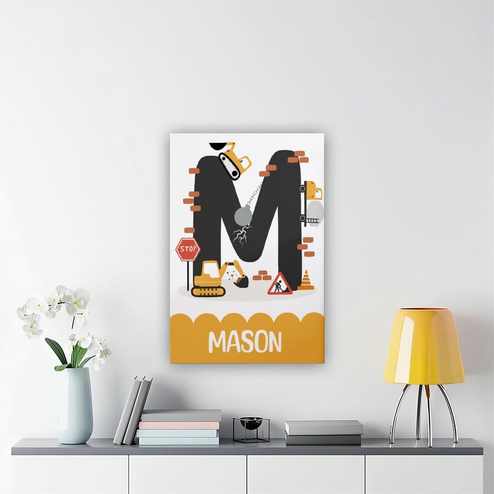 Poster sur toile avec thèmes éducatifs de l'alphabet de A à Z (15) - Décoration murale pour salon, chambre à coucher - 60 x 90 cm