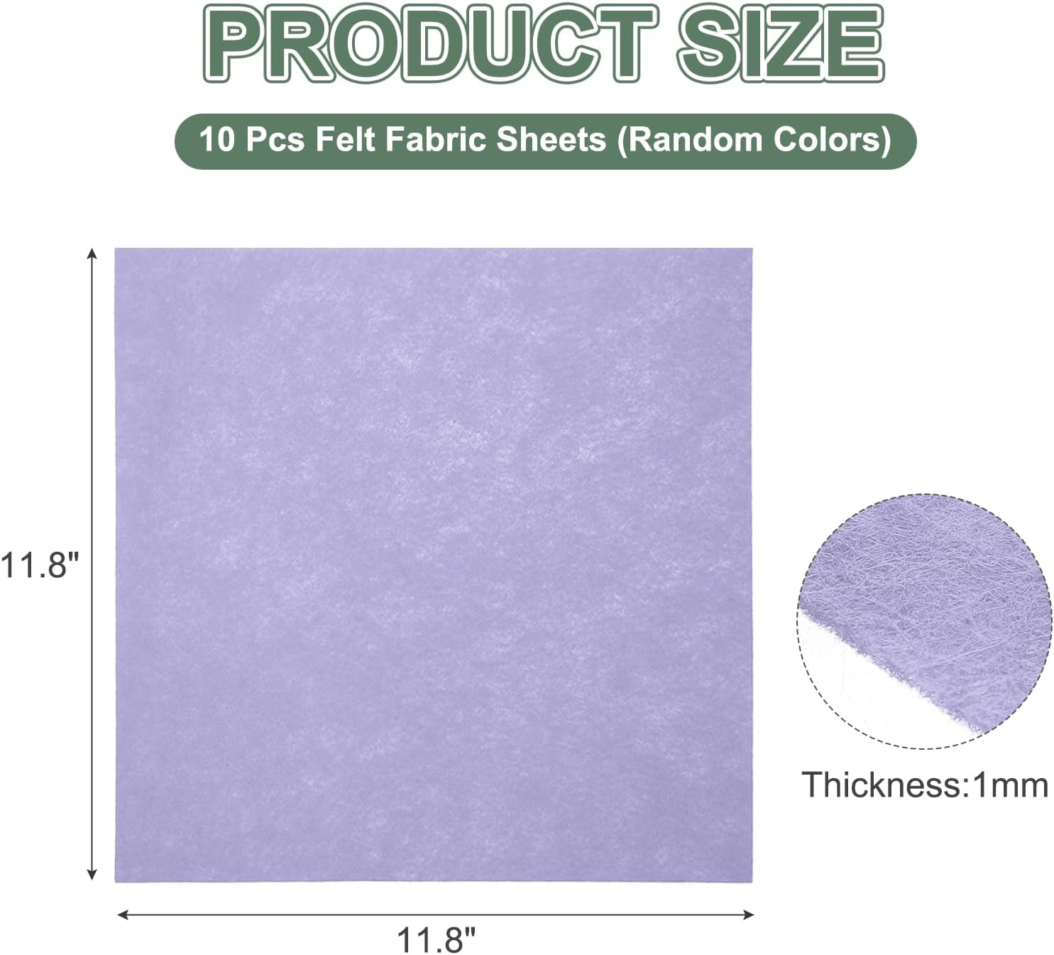 MECCANIXITY Felt Fabric Sheets, 11.8" x 11.8" Stiff Felt Sheets Squares Nonwoven Patchwork for Crafts DIY Sewing Projects Decoration (Light Purple, Pack of 10)