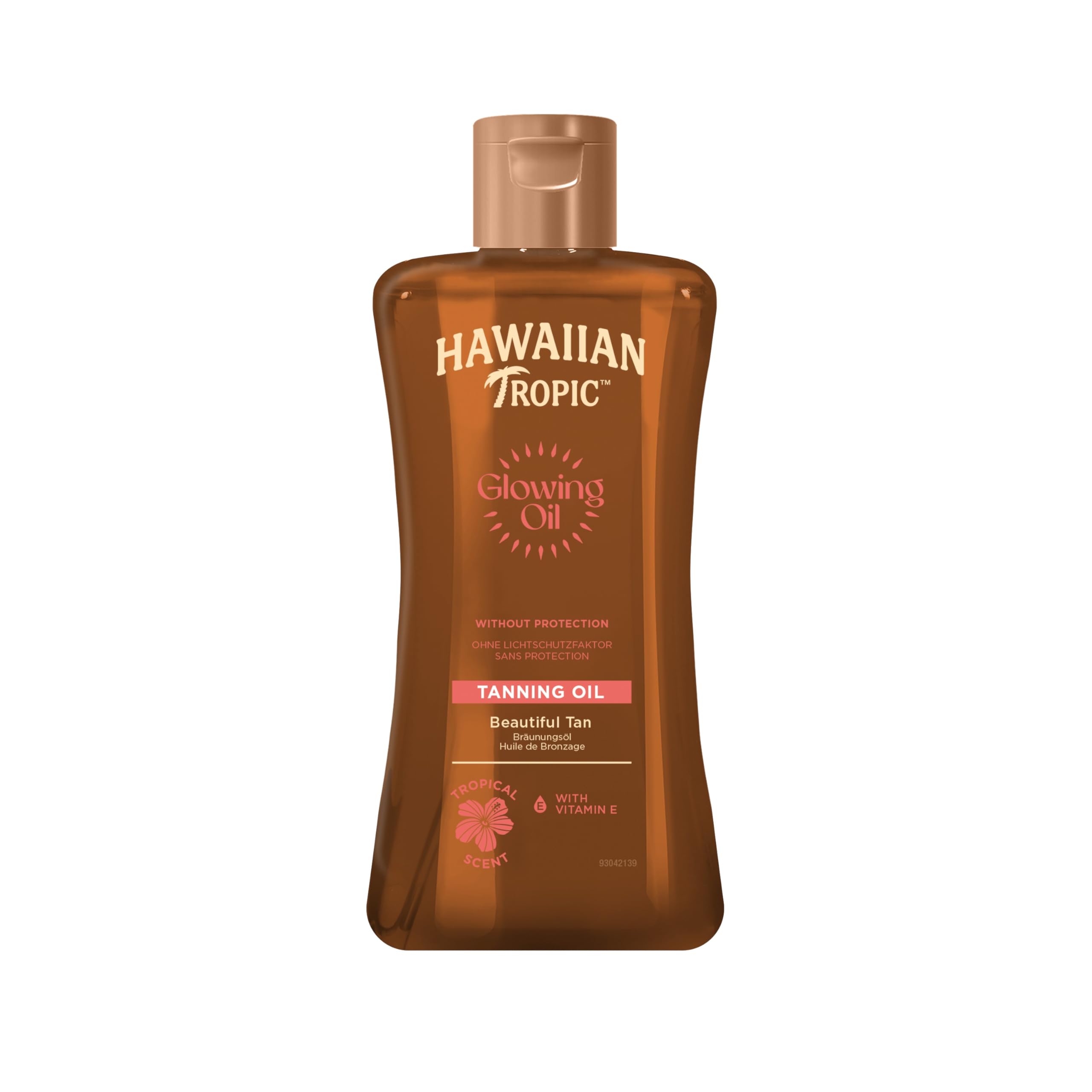 Hawaiian Tropic Glowing Tanning Oil SPF0-No Protection-Get Your Beautiful Tan-Tropical Scent-With Vitamin E-Travel Friendly-Easy To Apply-200Ml
