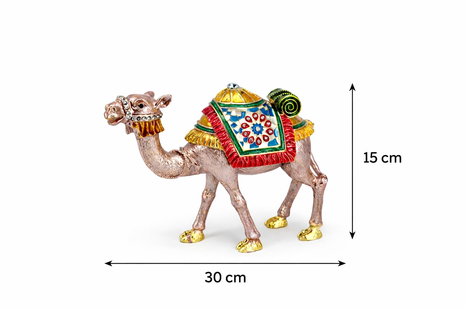 Generisch Luksusowa puszka na biżuterię z wielbłądem, orientalny design, złoto, emalia i kamienie strasu, figurka dekoracyjna (20 cm, kolor różowy)