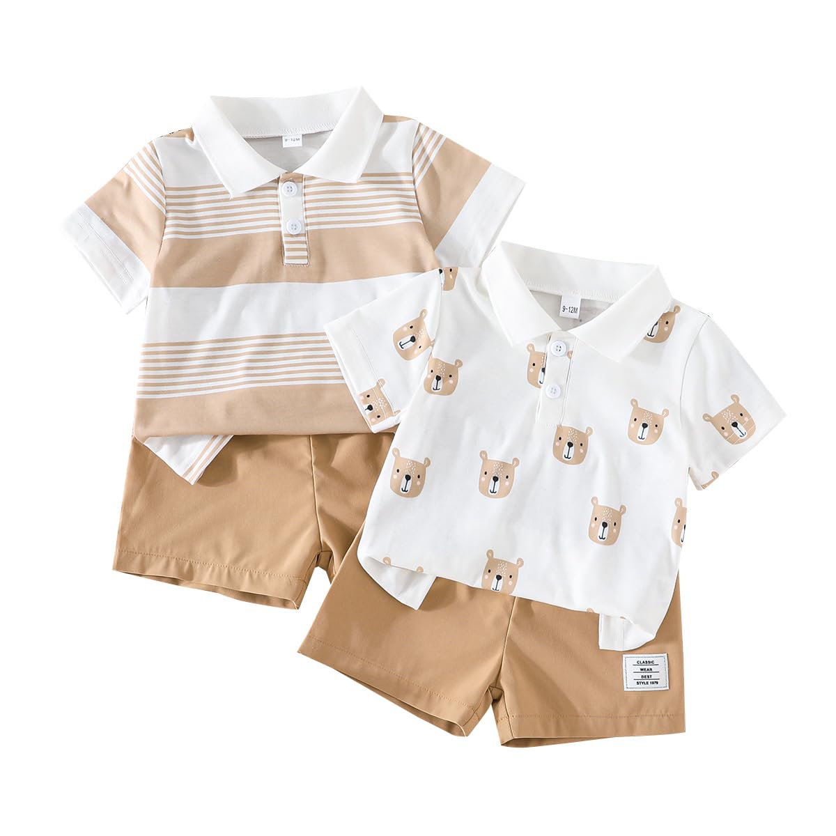 UUAISSO Kleinkinder Babykleidung für Jungen Mamas Mini Kurzarmtops Dinosaurier Bären Tanktops gestreifte Shorts Sets Sommerkleidung