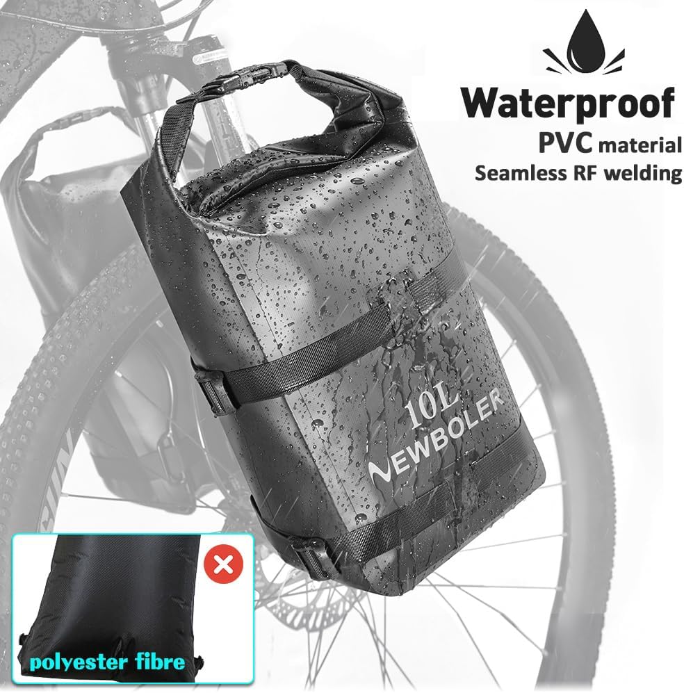 10L Bike Front Fork Bag Waterproof with Front Fork Racks 1Pack/2Packs, Lightweight Dry Bag Bicycle Fork Bags with Roll Opening Design for Mountain Bikes Road Bikes