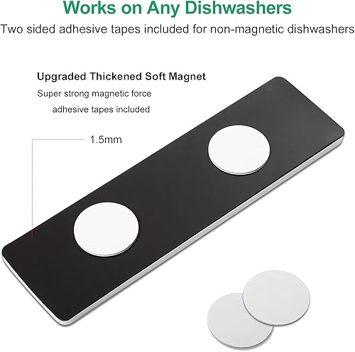 Miniatura 4 de Lissaberg - Letrero magnético para lavavajillas con calcomanías para organización de cocina, sin arañazos y resistente al agua, color negro y blanco