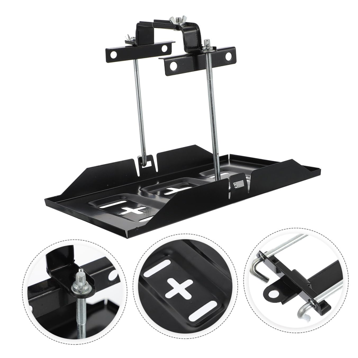 Support de Batterie de Voiture Noir en Fer, 1 Set, Fixation