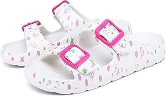 INMINPIN Boys Girls Double Buckle Slide Sandals Comfort Beach Pool Shower Slippers Adjustable Indoor Outdoor Little Kid/Big Kid