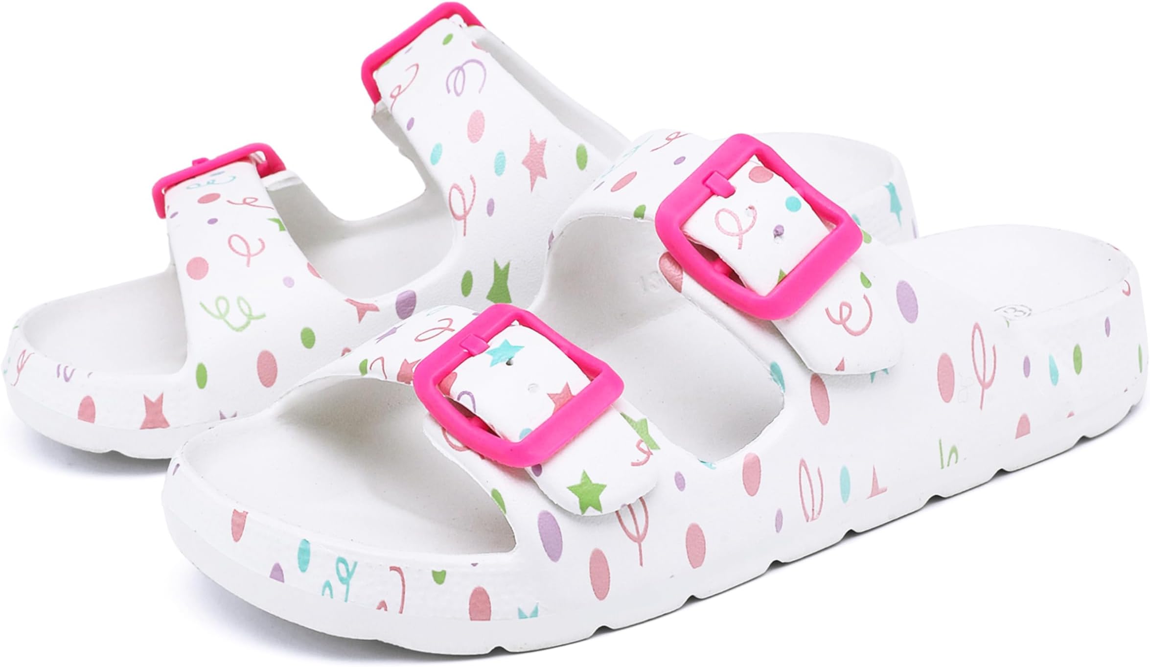 INMINPIN Boys Girls Double Buckle Slide Sandals Comfort Beach Pool Shower Slippers Adjustable Indoor Outdoor Little Kid/Big Kid
