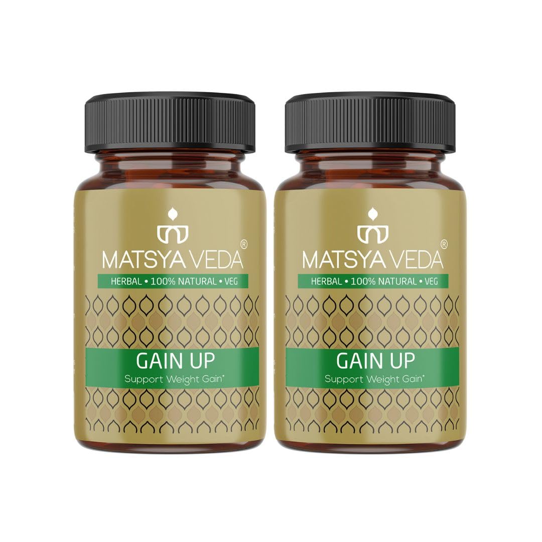 Matsyaveda Gain Up | Herbal Capsules for Rapid Weight and Muscle Gain, Daily Supplement for Muscle Building, Ideal for Boosting Muscle Growth, Stamina, Strength in Both Men and Women (120 Capsules) (B0CNCKDKXQ) Amazon Price History, Amazon Price Tracker