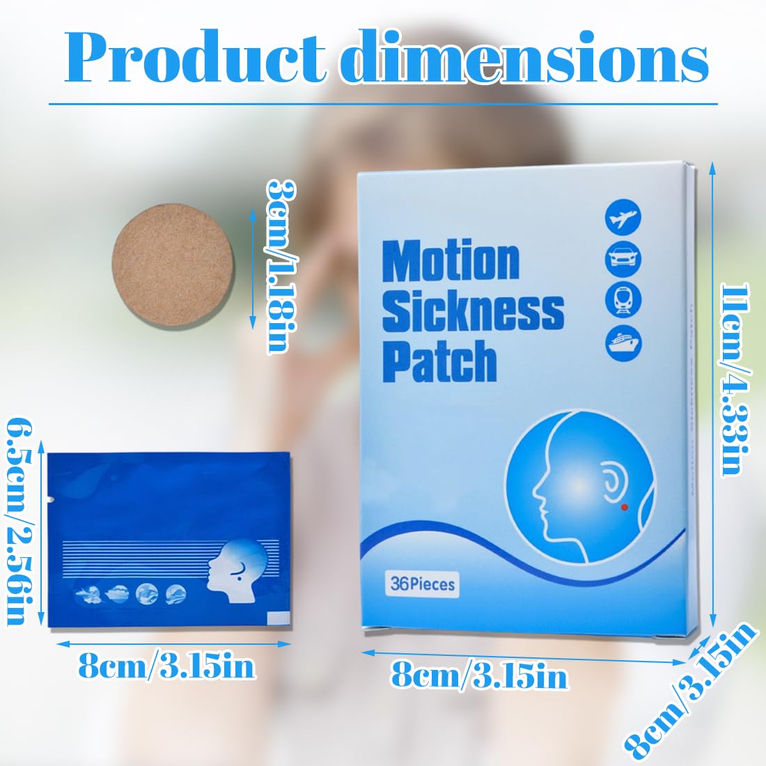 GXGM 72 pcs Patch per cinetosi, anti nausea per malattia marina, alleviare vomito, nausea, vertigini derivati da viaggi di auto, navi, aeroplani, azione rapida e nessun effetto collaterale
