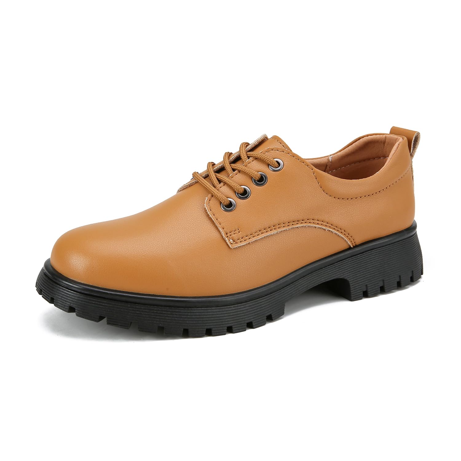 Veroders Womens Suede Oxford Shoes Classic Lace-Up Loafers Round Toe Comfortable Dress Business School Uniform Casual Flat