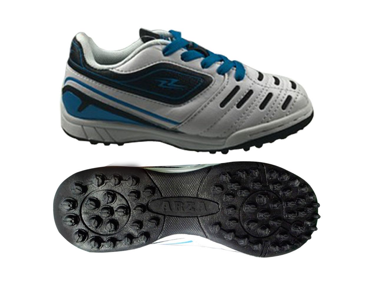 ARZA Kids Soccer Turf Shoes Color White Royal (9)