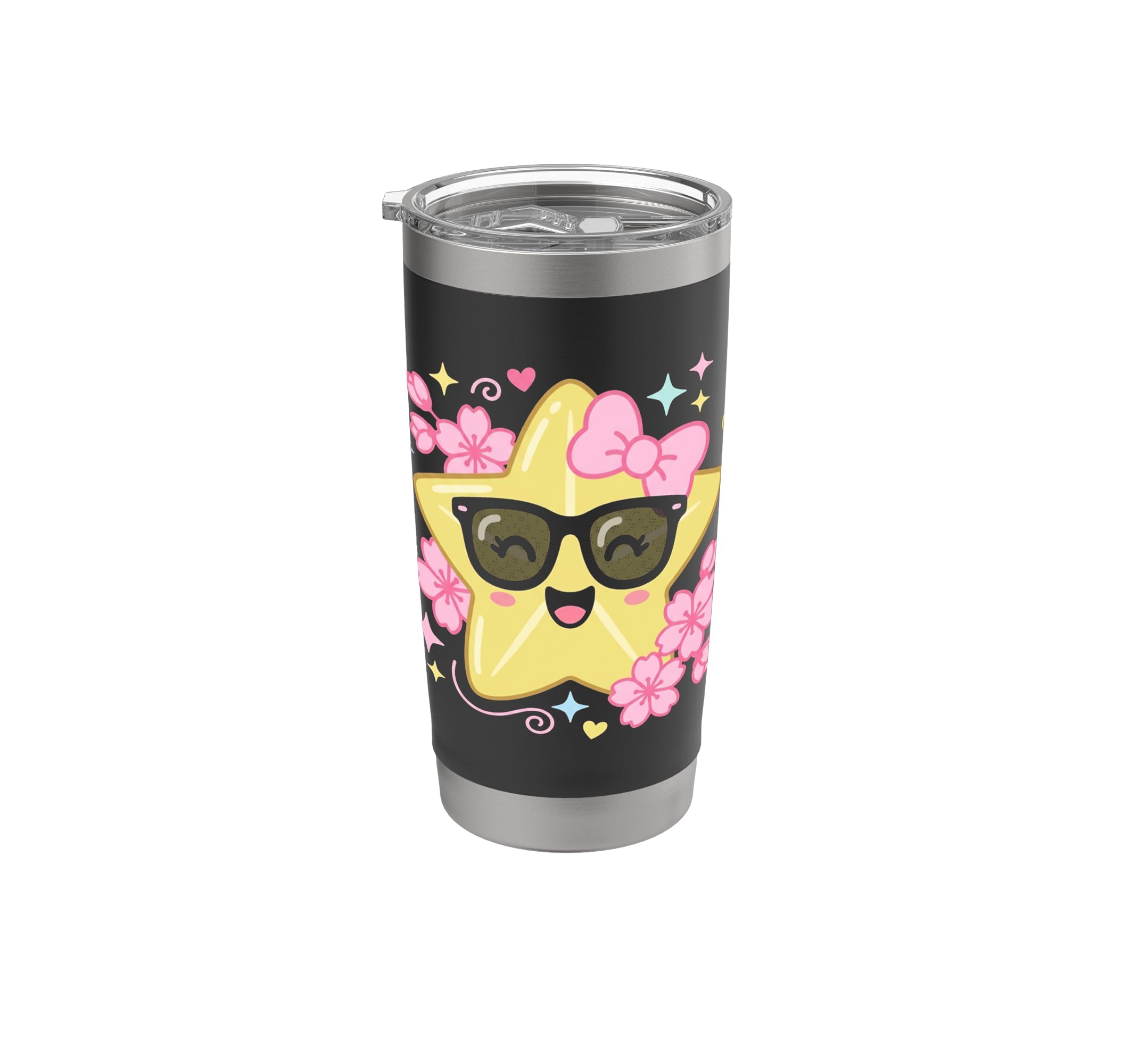 Kawaii Star with Sunglasses & Sakura Flowers Stainless Steel Insulated Tumbler