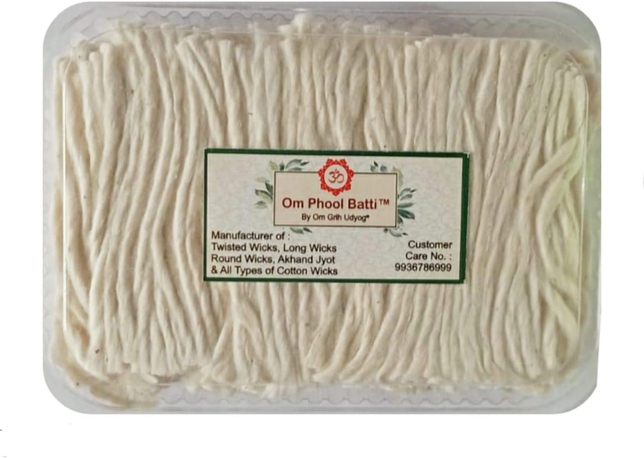 Long Cotton Wicks for Diya, Lambi Batti for Puja, 1000 Pcs (Pack of 1, White)