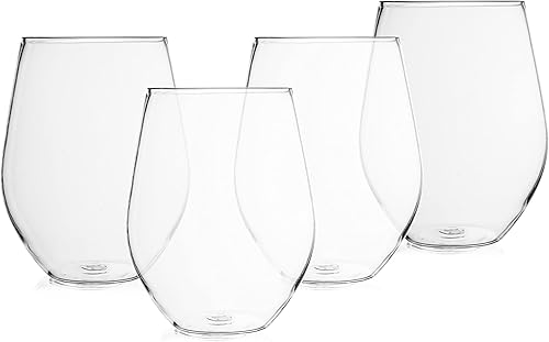 Miniatura 1 de Vasos de vino irrompibles, de plástico Tritan irrompibles y sin BPA, resistentes a los arañazos, sin tallo, aptos para lavavajillas, paquete de 4