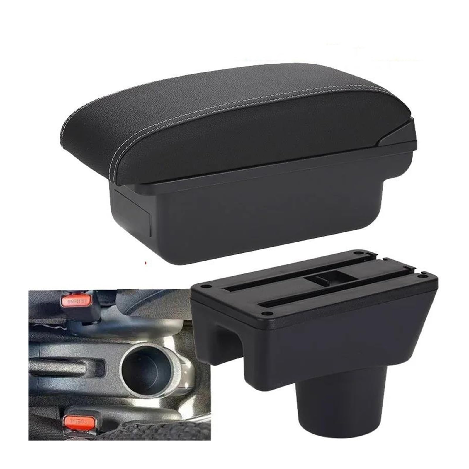 RESPUNEKBAH For Mitsubishi For Attrage For Mirage For Space Star Car Armrest Storage Box Car Accessories Armrest Box(C3 Black white NOUSB)