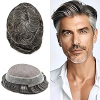 Vista 47 de Pieza de cabello humano real para hombre, sistema de reemplazo de unidades de cabello para hombres, piezas de cabello duradero, tupé para hombres