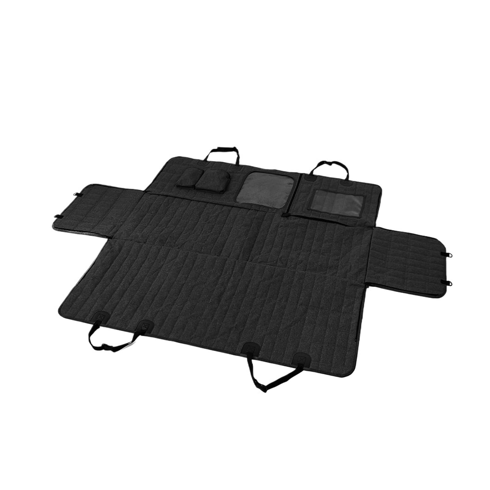 Funda para asiento de coche para perro con ventana de malla, hamaca para perro, impermeable, antideslizante, protector de asiento trasero para coche, camión, SUV (gris)
