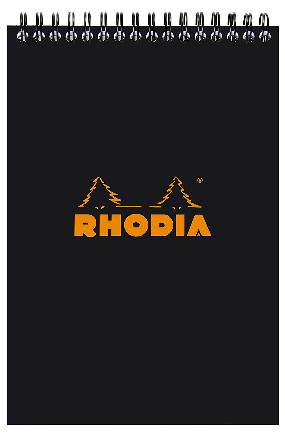 Rhodia Notizblock mit Spiralbindung, 80 Blatt, 15,2 x 21,3 cm, schwarzer Einband, 5 Stück