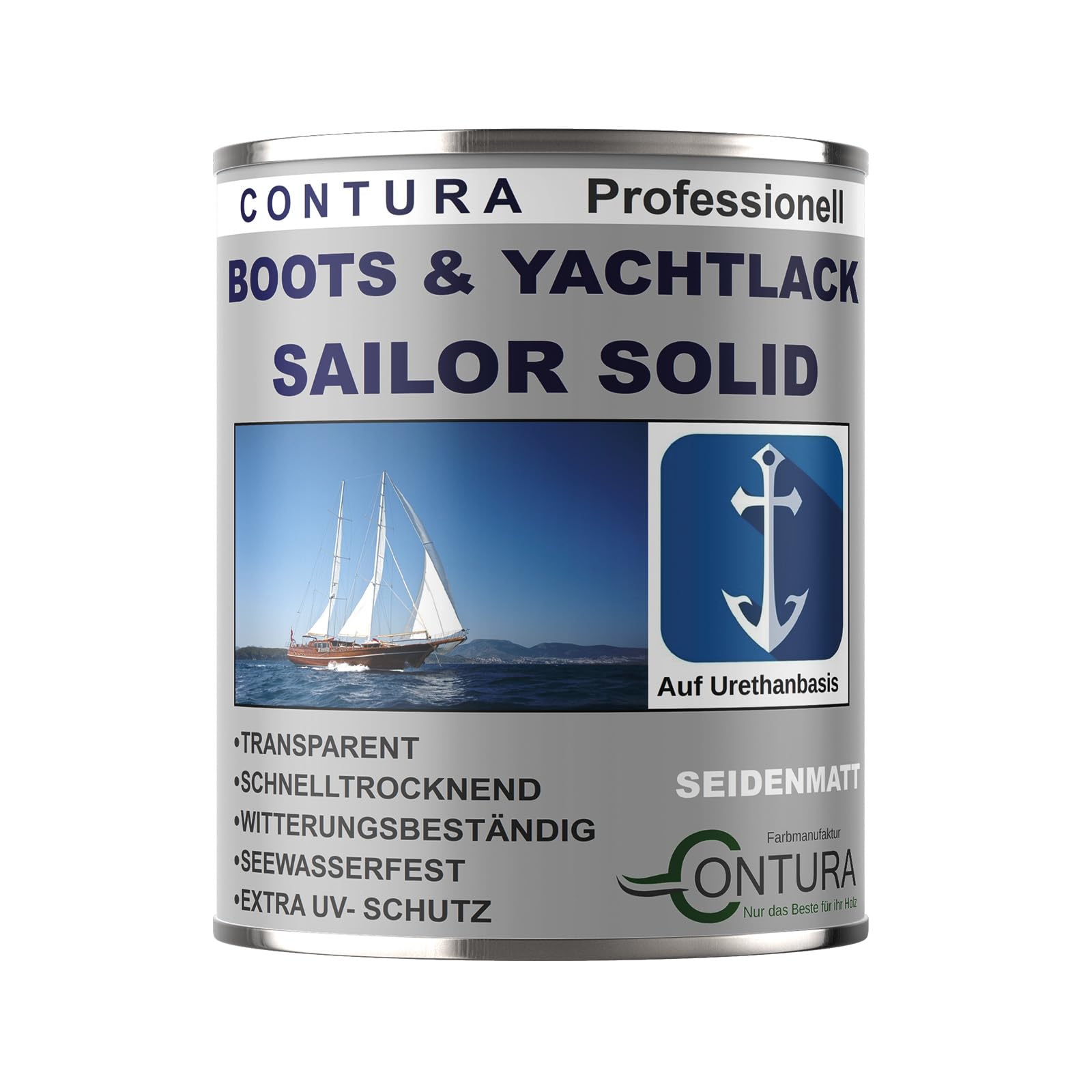 Bootslack Yachtlack Seidenmatt Contura Holzlack Thekenlack Klarlack Außen Holzschutz (250ml.)