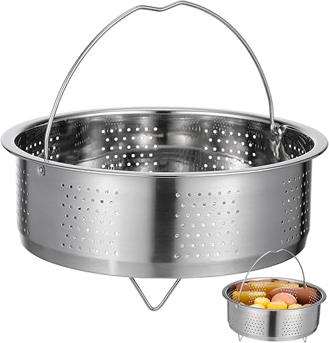 Operitacx Vaporizador de arroz de acero inoxidable, cesta de vapor de alimentos, olla de vapor de verduras, accesorio Instapot, vaporizador de