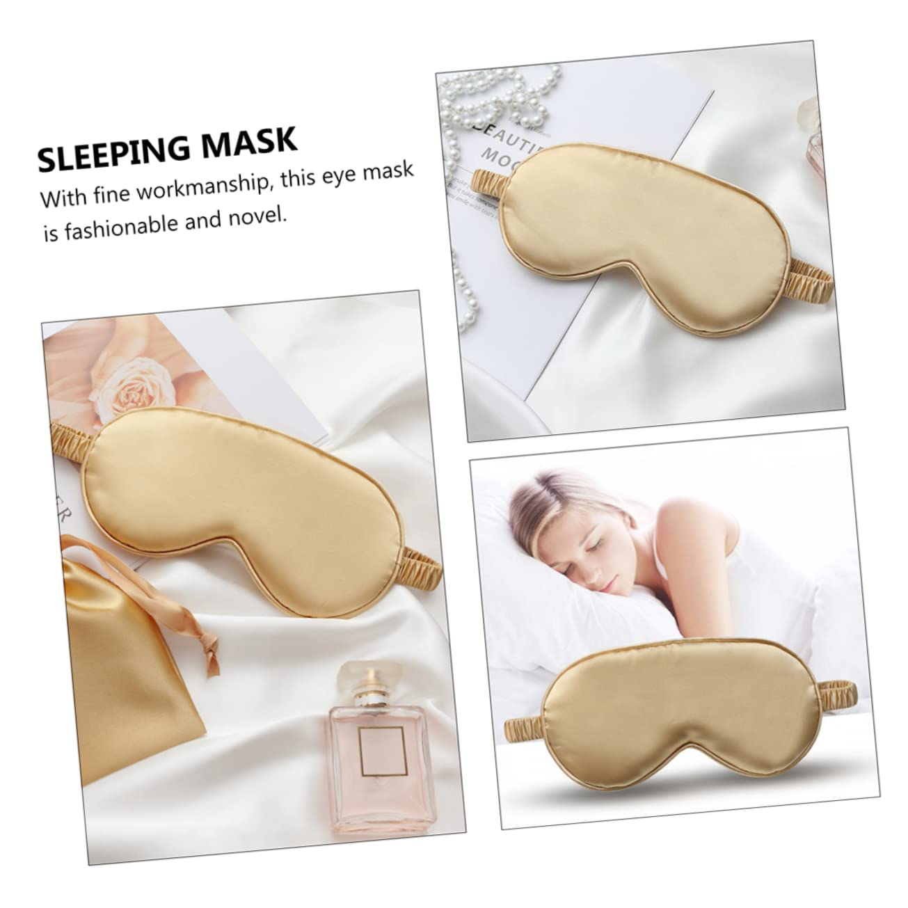 MAGICLULU 3 Set 4 Pezzi Maschera Per Dormire Maschera Per Occhi Fascia Per Borsa Portaoggetti Pratico Kit Benda Per Dormire