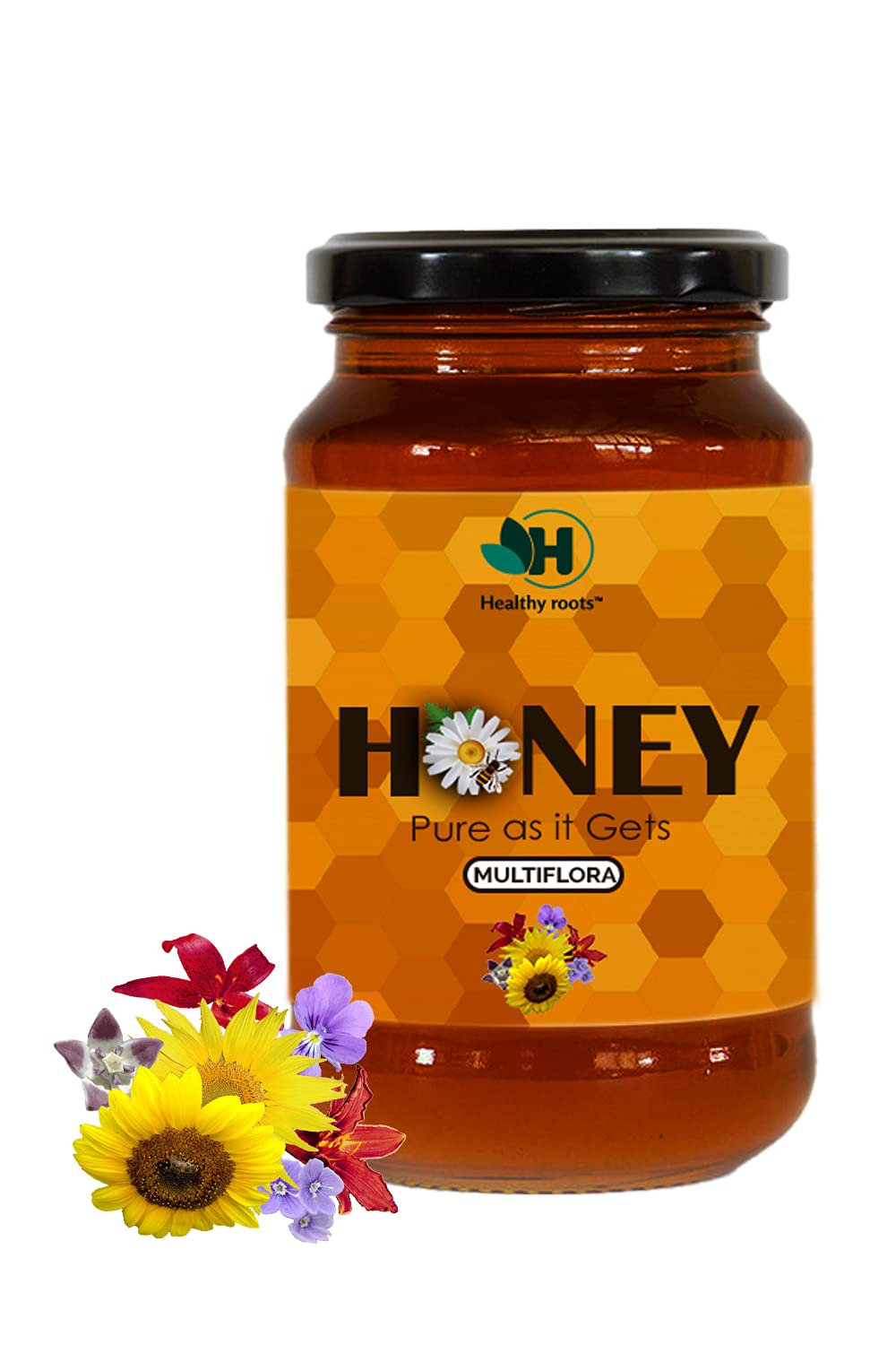 Healthy roots Multiflora Honey 1Kg- Organic Honey Raw Unprocessed (Pure Honey 100% Natural No Added Sugar) (1 Kg)