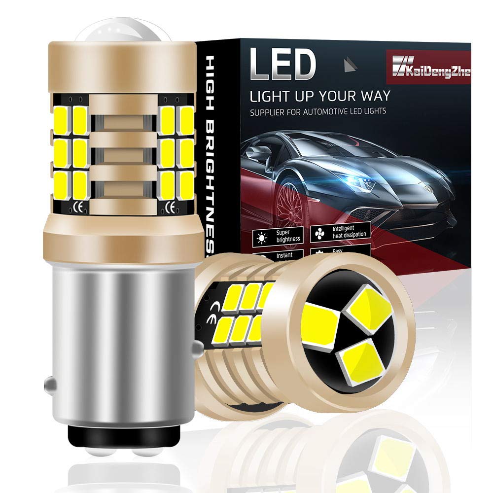 KaiDengZhe White 1157 BAY15D P21/5W LED Bulbs Double Lens Brake Light 21SMD 2835 For Car Brake Lights Stop Lights 12V(Pack of 2)