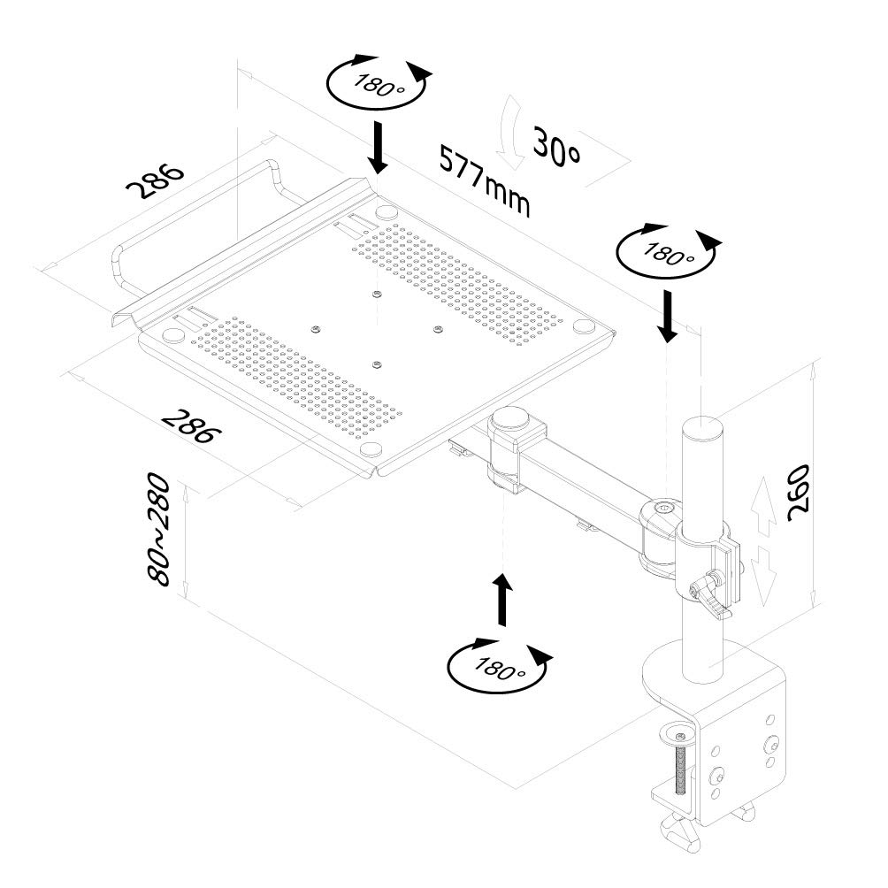 NewStar Notebook-D100 - Soporte de escritorio para portátil 10-22" (25-55 cm), 15 kg