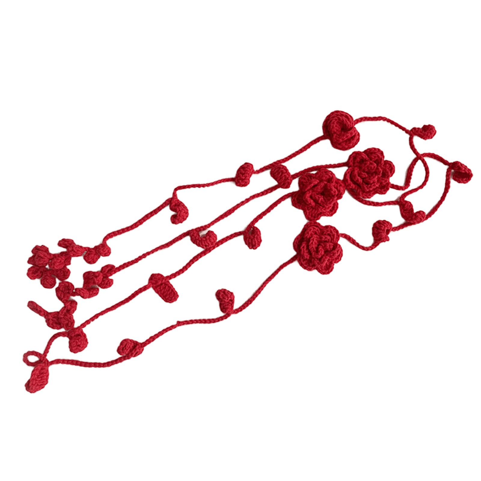 WEISUYUUS Retros Styles Fashion Scarves Handmade Knitted Neckerchief Flower Women Scarf for Vintage Fashion Enthusiasts