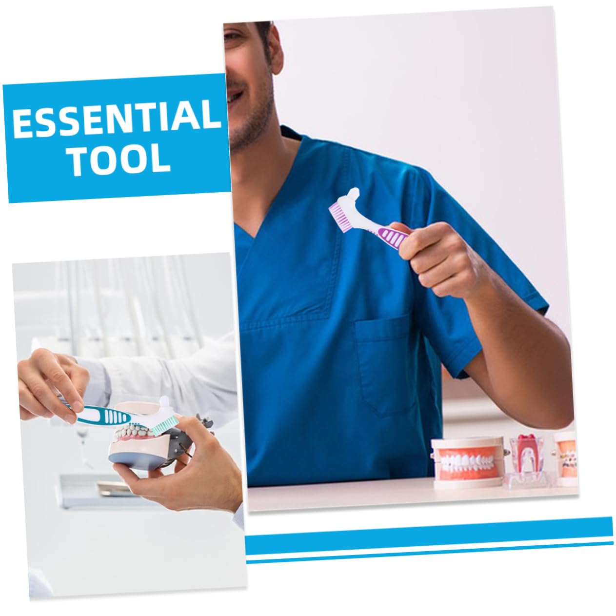 COLLBATH 20pezzi Spazzolino Per Dentiere Antiscivolo Spazzole Per e Dentiere Per Setole Morbide e Ergonomiche Per Orale