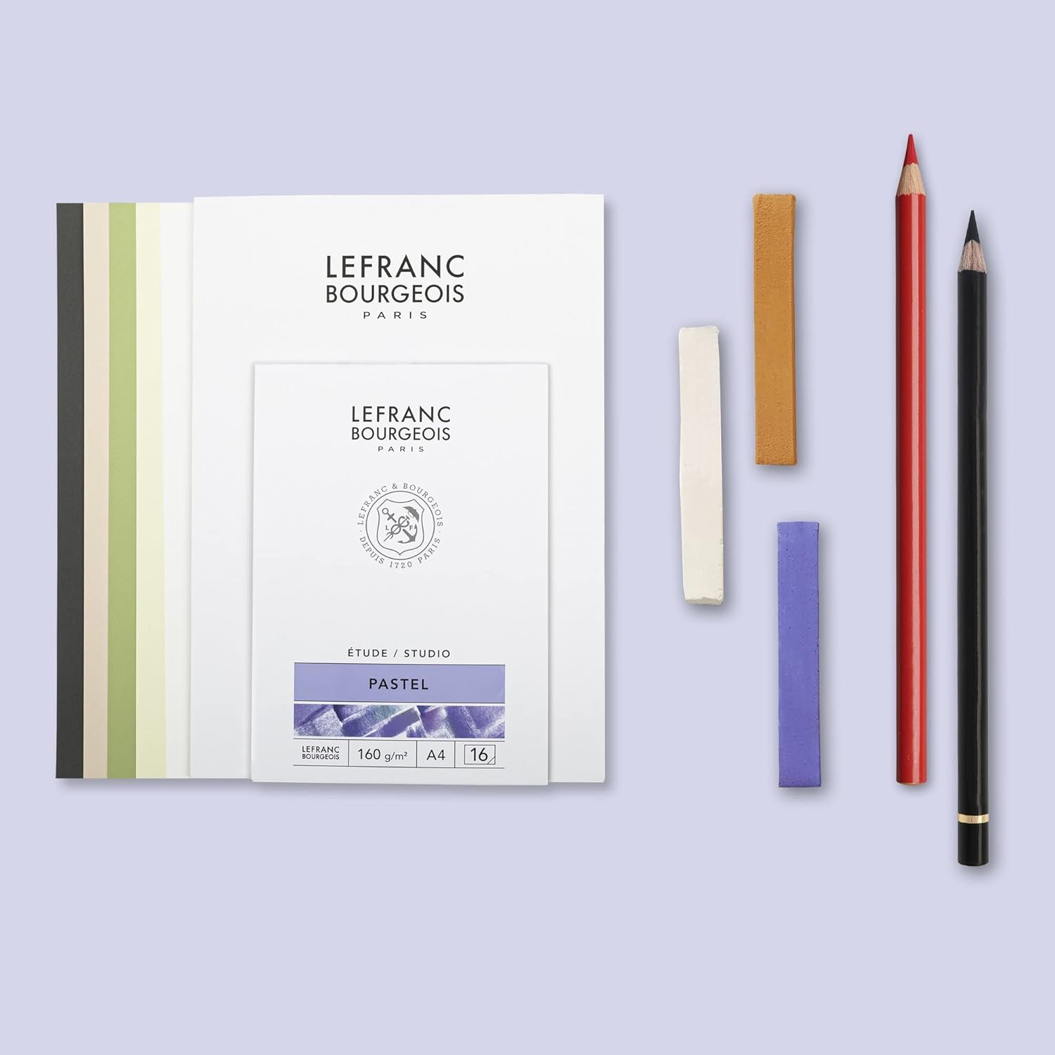 Lefranc Bourgeois Studio 301337 Pastel Colouring Pad 16 Sheets - A4, Glued, 160 g/m², Very Fine Roughened Surface for Drawing with Pastel Colours and Dry Painting Techniques