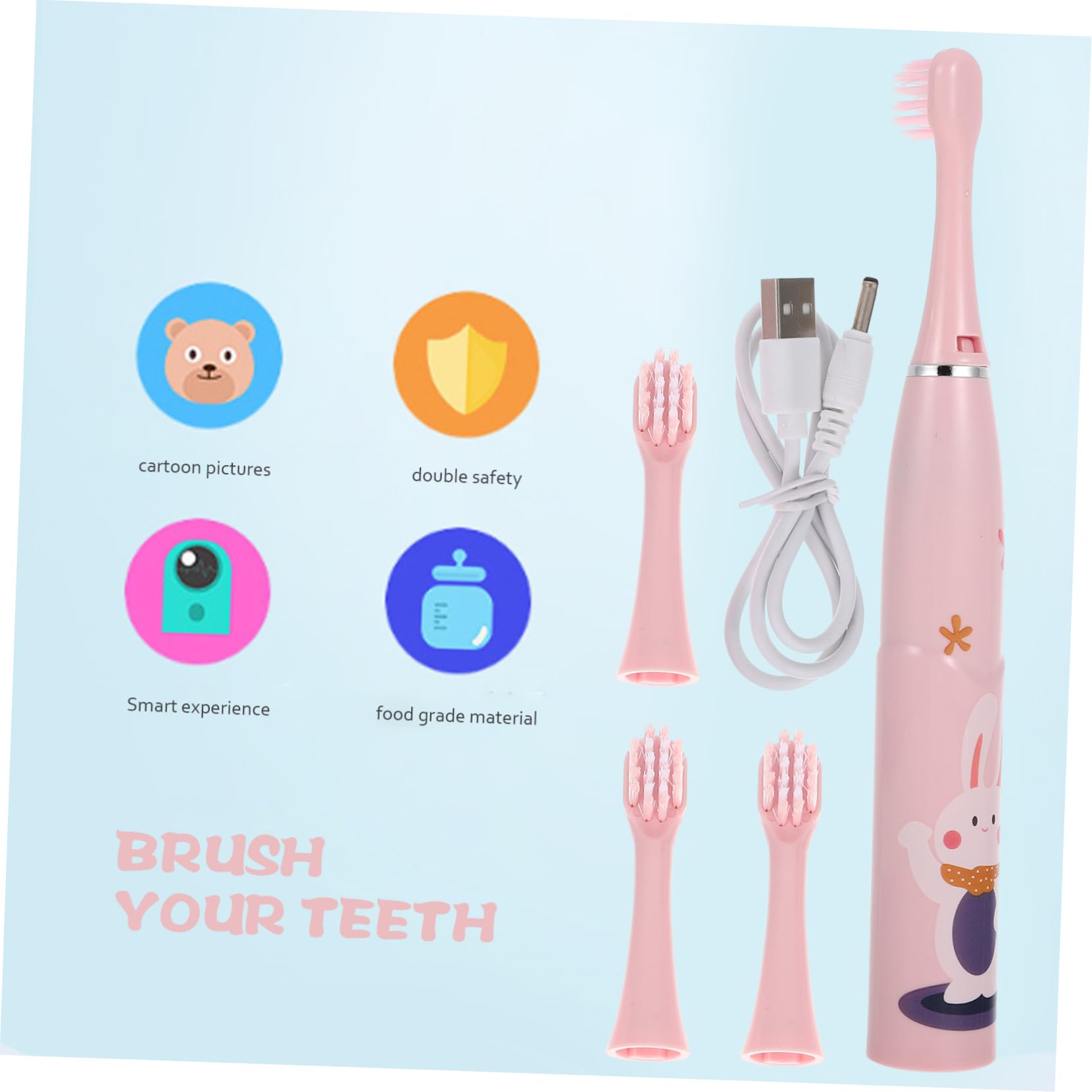 Gatuida 2sets Spazzolini Elettrici Per Ragazzo Ragazza Con Design Cartoon Spazzolino Ricaricabile e Portatile Per La Pulizia Completa Dei Denti Dei Piccoli