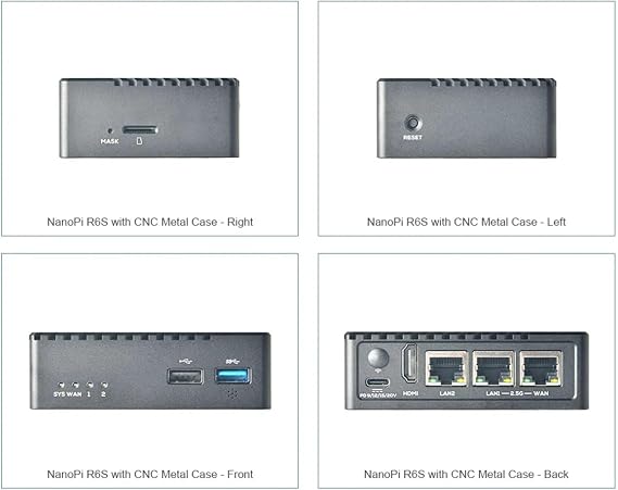 FriendlyElec NanoPi R6S Mini Computer RK3588S Cortex-A76 4/8GB DDR4 64GB eMMC 2.5G Ethernet with CNC Metal Housing (4+64GB Ram Metal Kit)