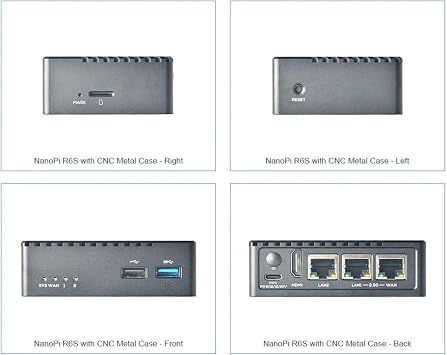 FriendlyElec NanoPi R6S Mini Computer RK3588S Cortex-A76 4/8GB DDR4 64GB eMMC 2.5G Ethernet with CNC Metal Housing (4+64GB Ram Metal Kit)