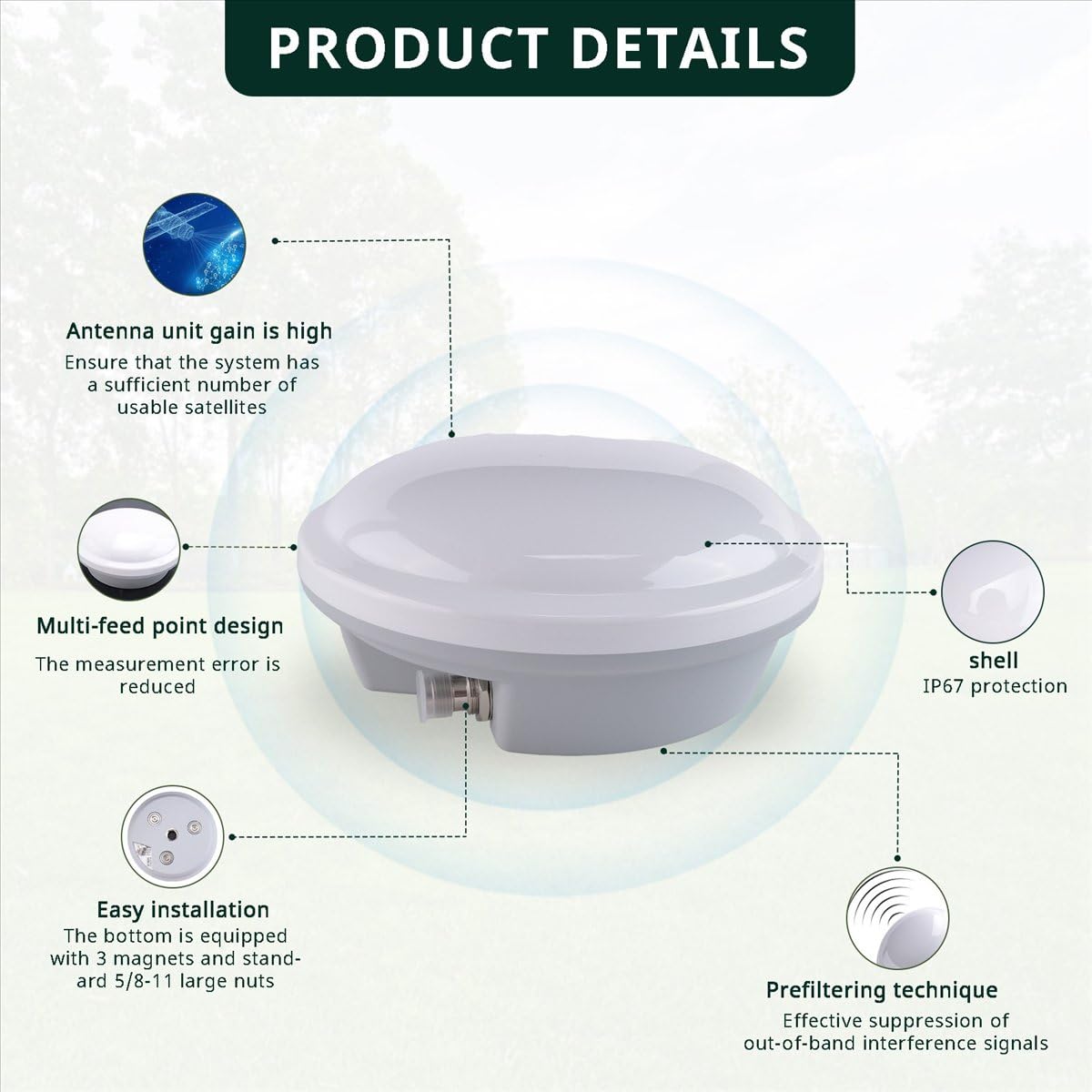 TOPGNSS AN600 Aimant de rechange AG25 GNSS pour arpentage agricole RTK GPS L1 L2 L5 Glonass BEIDOU