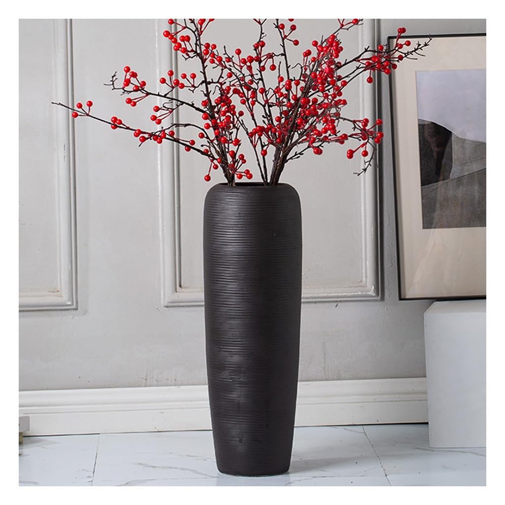 asdchZen Tall Modern Farmhouse Decor Vase For Living Room Large White Floor Standing Vase For Home Decoration With Dried Flower Arrangement 50Cm,Black-50cm